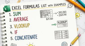 execl formulas list with example