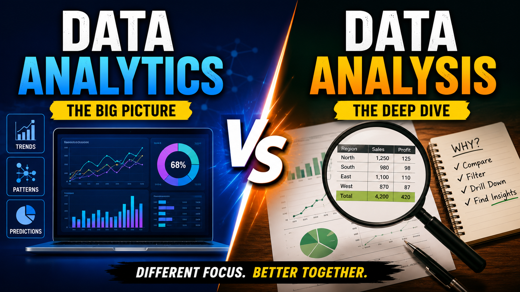 Data Analytics vs Data Analysis